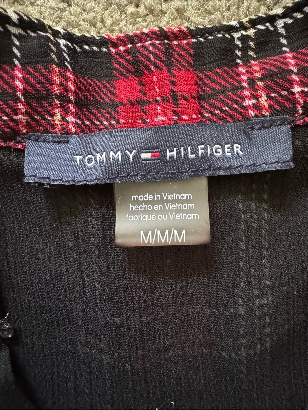 Tommy Hilfiger Red & Black Plaid Ruffle Sleeveless Camisole - Picture 4 of 14